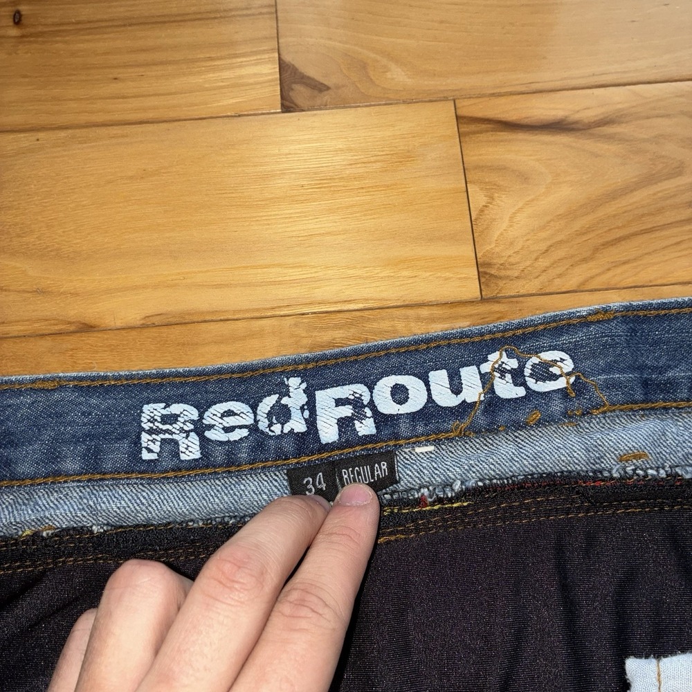 Red Route Mens Motorcycle Jeans Blue 34x32 Made With Kevlar Riding Denim Pockets - Picture 2 of 12